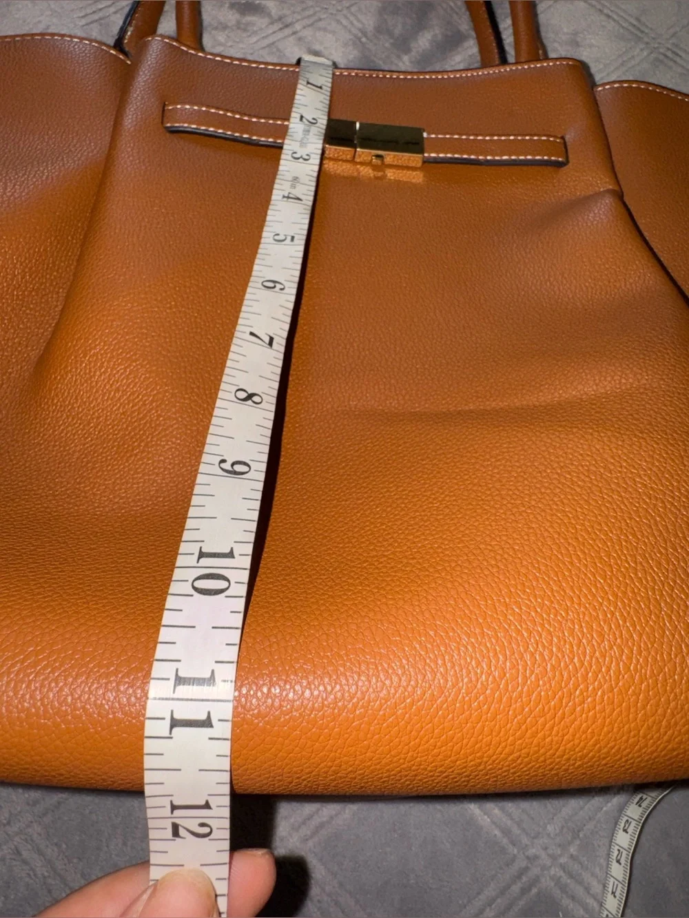 Women's Brown Faux Leather Large Tote Bag